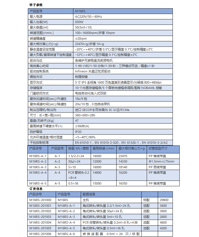 M16RS 高速冷凍離心機(jī)(圖2)